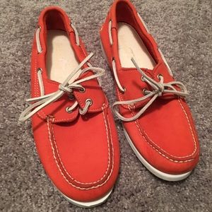Leather Orange Timberland Boat Shoes Men’s Size 10